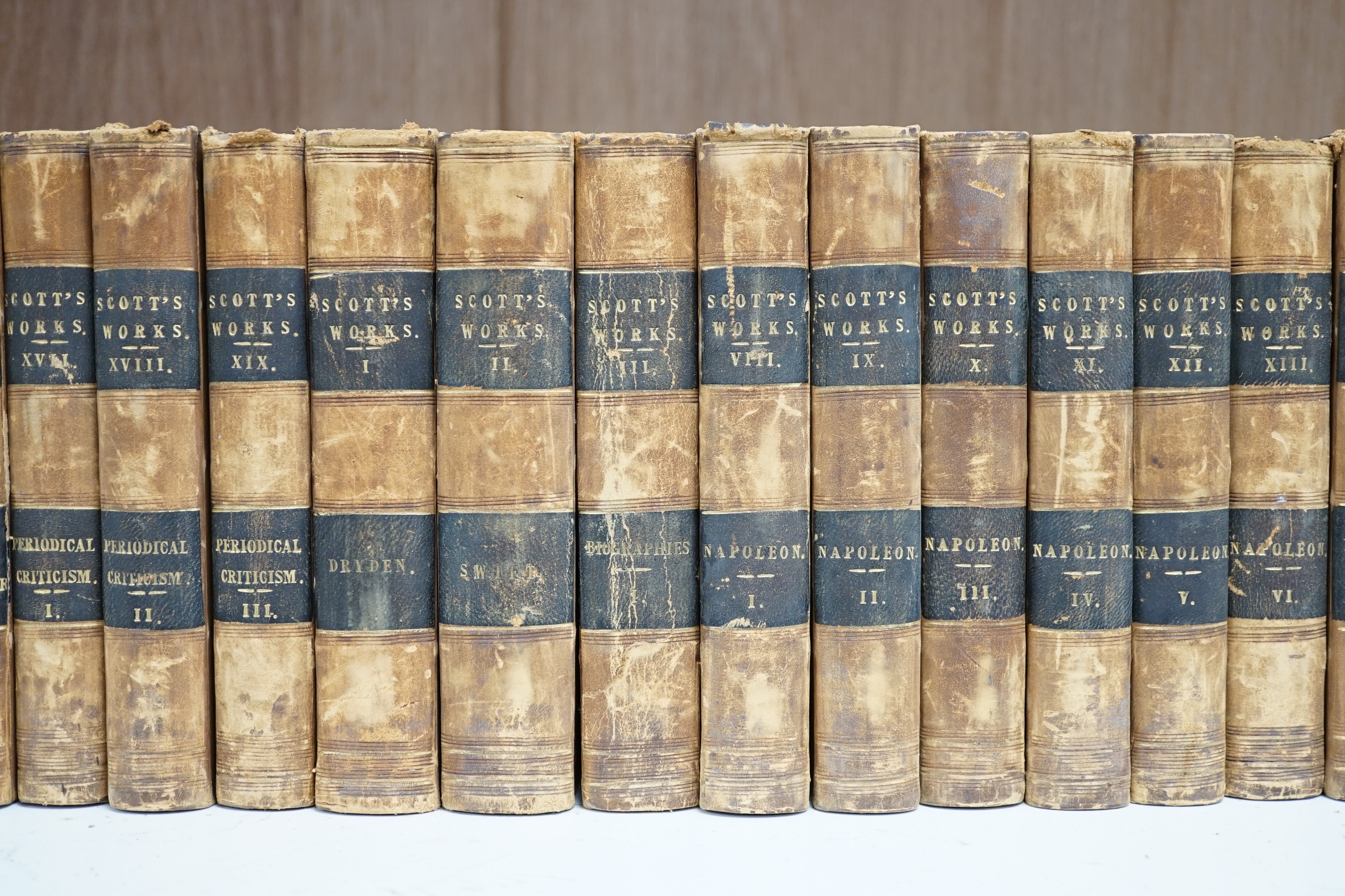 Scott, Sir Walter - The Miscellaneous Prose Works, 28 vols, 12mo, half calf, Robert Cadell, Edinburgh - Whittaker and Co; London, 1834-36